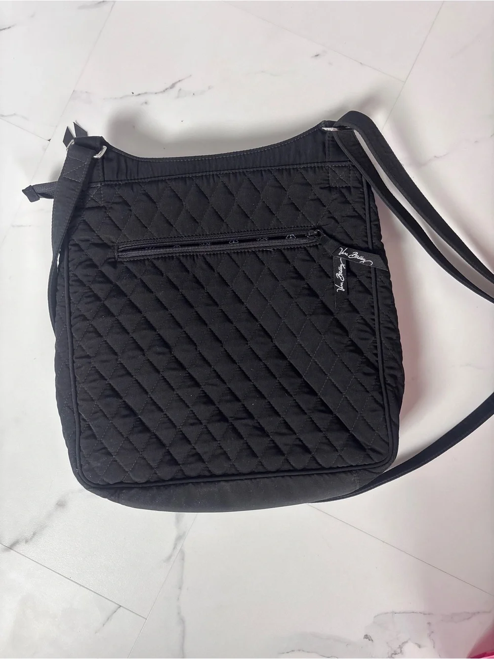 Vera Bradley Blooming Flowers Black Quilted Crossbody Messenger Travel Bag Purse